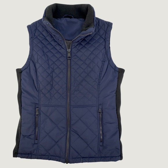 Andrew Marc Jackets & Blazers - Andrew Marc Quilted Vest Women Small Navy Blue Ribbed Side Panels AP807486